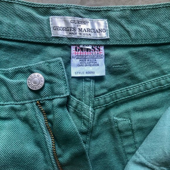 vintage 80s green GUESS JEANS high rise 28 - Picture 5 of 10